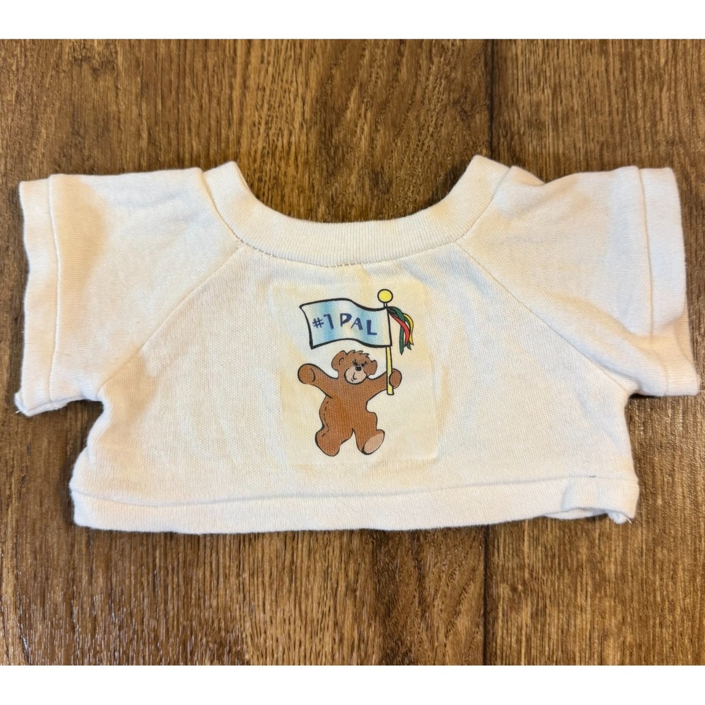 Build A Bear Workshop Vintage Tiny Tees Tee Shirt #1 Pal White Teddy Clothes VTG
